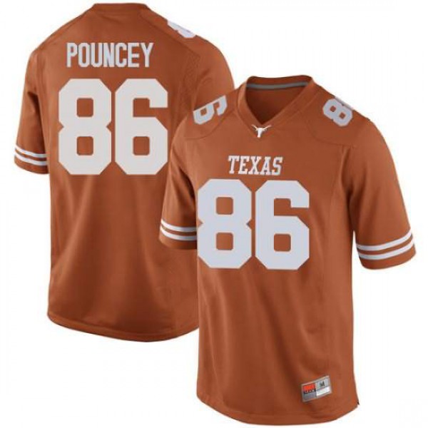 Mens University of Texas #86 Jordan Pouncey Game Embroidery Jersey Orange